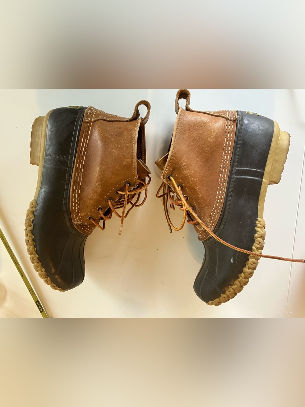 Two-Tone Duck Boots in Brown and Black
